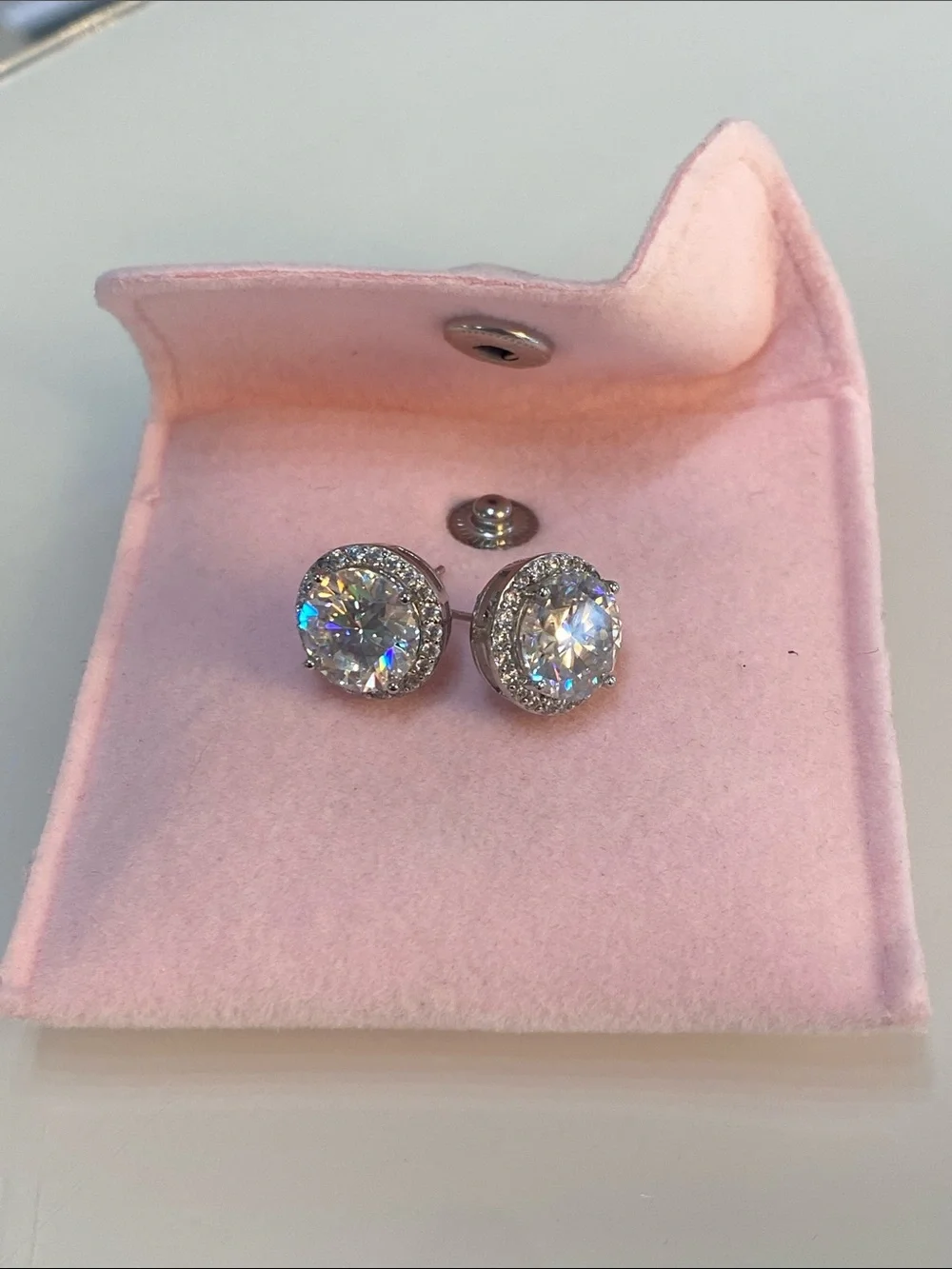 Sterling Silver 10.00mm 4.0ct moissanite earrings GRA CERTIFIED